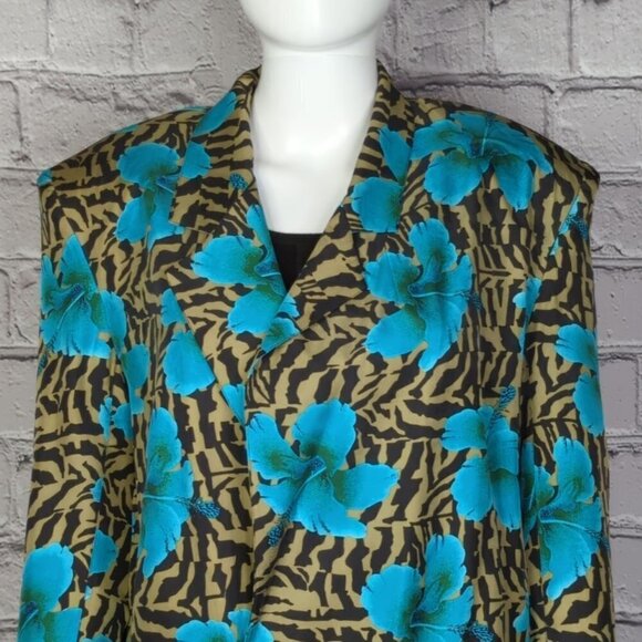 Diane Gilman Silk Animal Print Floral Jacket, Women's Medium - Picture 1 of 10